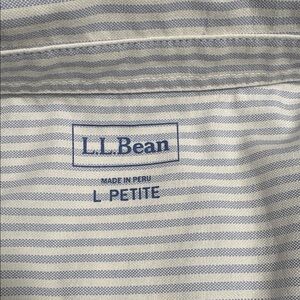 L.L. Bean Blue Pin Striped Button Down Shirt L Petite